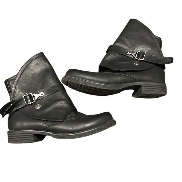 Patrizia spring step Leata black leather moto biker boots 40 9 - Picture 1 of 10